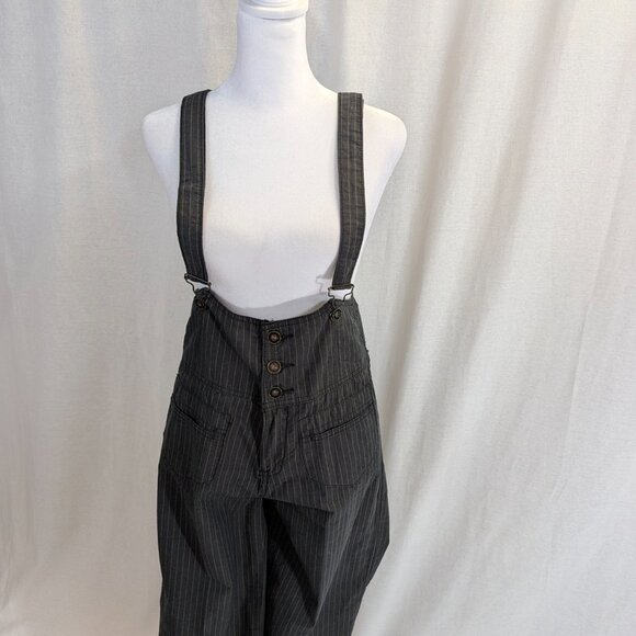 Free People Size 2 Pinstriped Suspender/Overall Pants Black(ish) - Picture 15 of 16